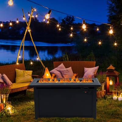 Sophia & William Progane Gas Patio Fire Pit Table, 45¡± 50,000BTU with Bluel Fire Glass and Lid - N/A