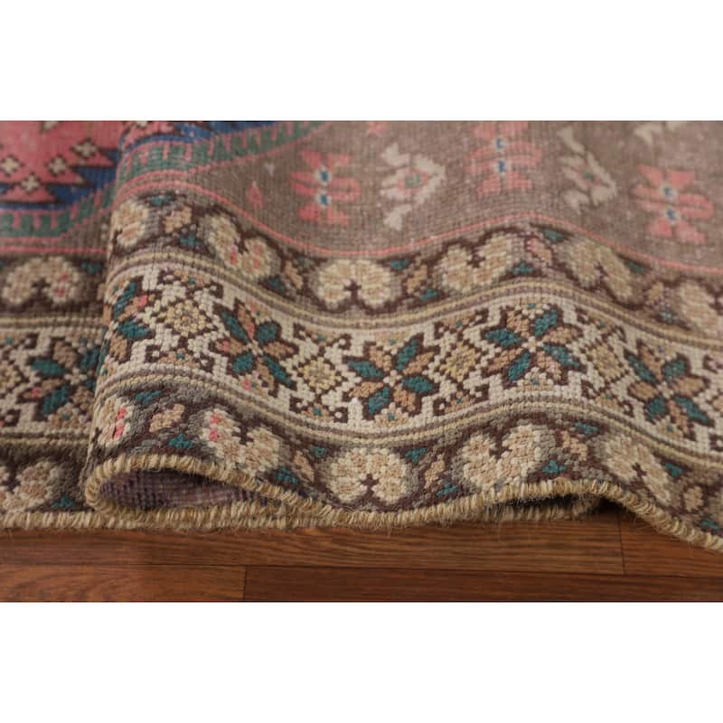 Distressed Pink Bakhtiari Persian Vintage Rug Hand-Knotted Wool Carpet - 5'6" x 9'7"