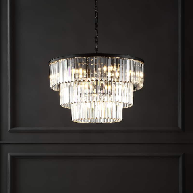 SAFAVIEH Couture Karissa Art Deco 3 Tier Chandelier - 24 IN W x 24 IN D x 21 / 69 IN H