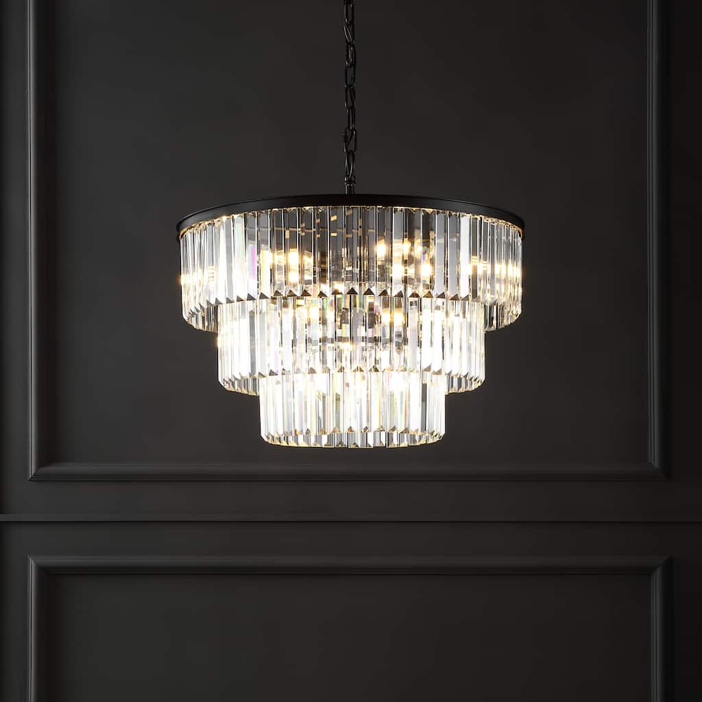 SAFAVIEH Couture Leonor Art Deco 3 Tier Chandelier - 24 In W x 24 In D x 21 / 69 In H
