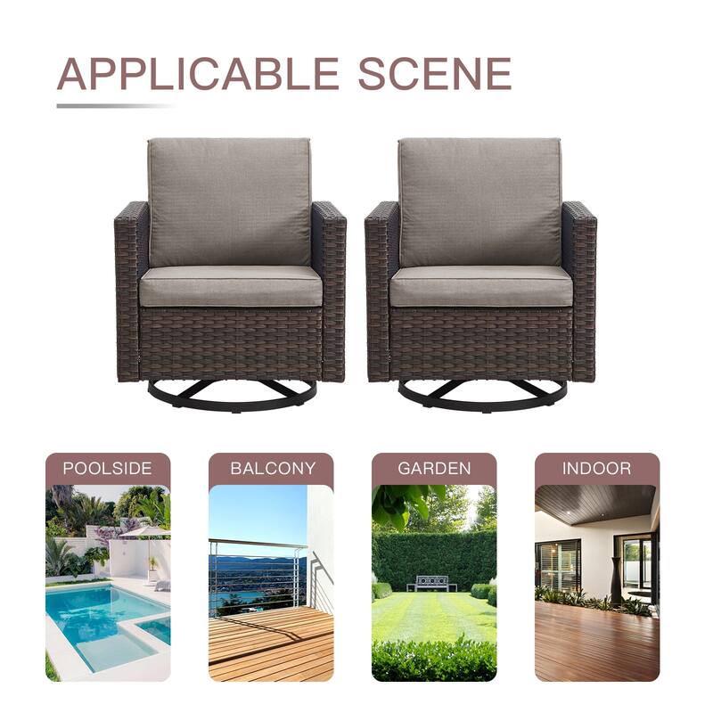 2PCS Gymojoy Outdoor Patio Swivel Chairs with Cushion