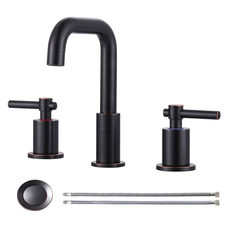 WOWOW 8 in. Widespread Double Handle Bathroom Faucet - Oil Rubbed Bronze