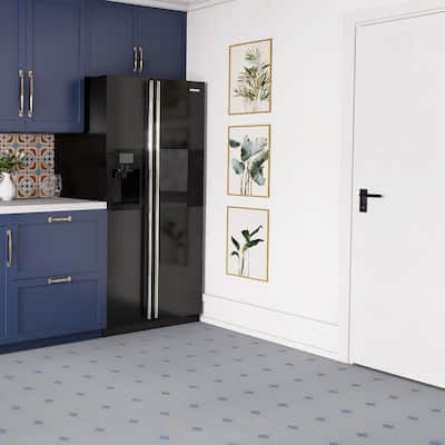 Merola Tile Vaudeville Octagon Humo with Taco Azzuro 7-7/8" x 7-7/8" Porcelain Floor and Wall Tile