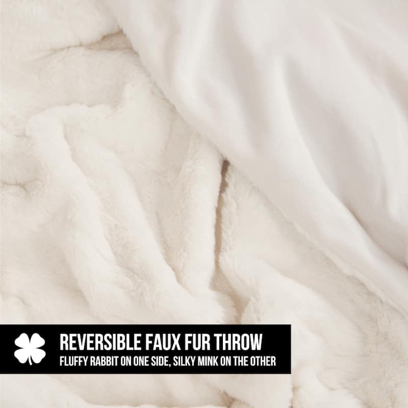 Lucky Brand Embossed Cable Rabbit Synthetic Fur 50" x 70" Throw Blanket