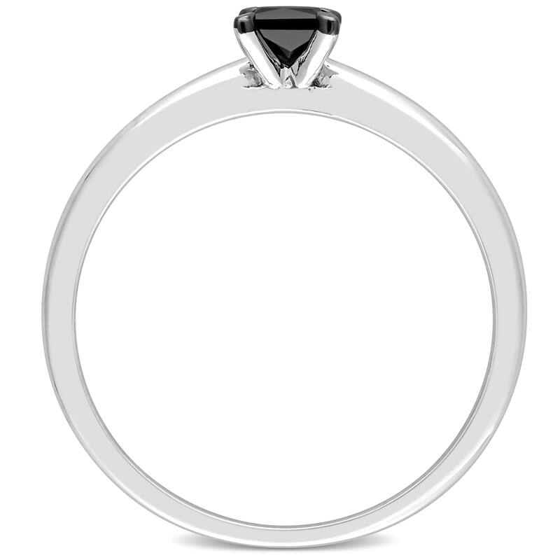 Miadora 1/4ct TDW Princess-cut Black Diamond Solitaire Engagement Ring in 14k White Gold
