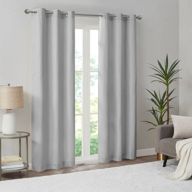 Basketweave Room Darkening Curtain Panel Pair(2 Pcs Window Panels) - Grey