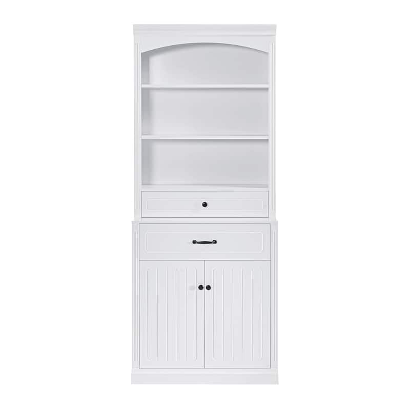 Modern Freestanding Floor Cabinet with Adjustable Shelves, Tall Bathroom Storage Cabinet with Drawers and Doors