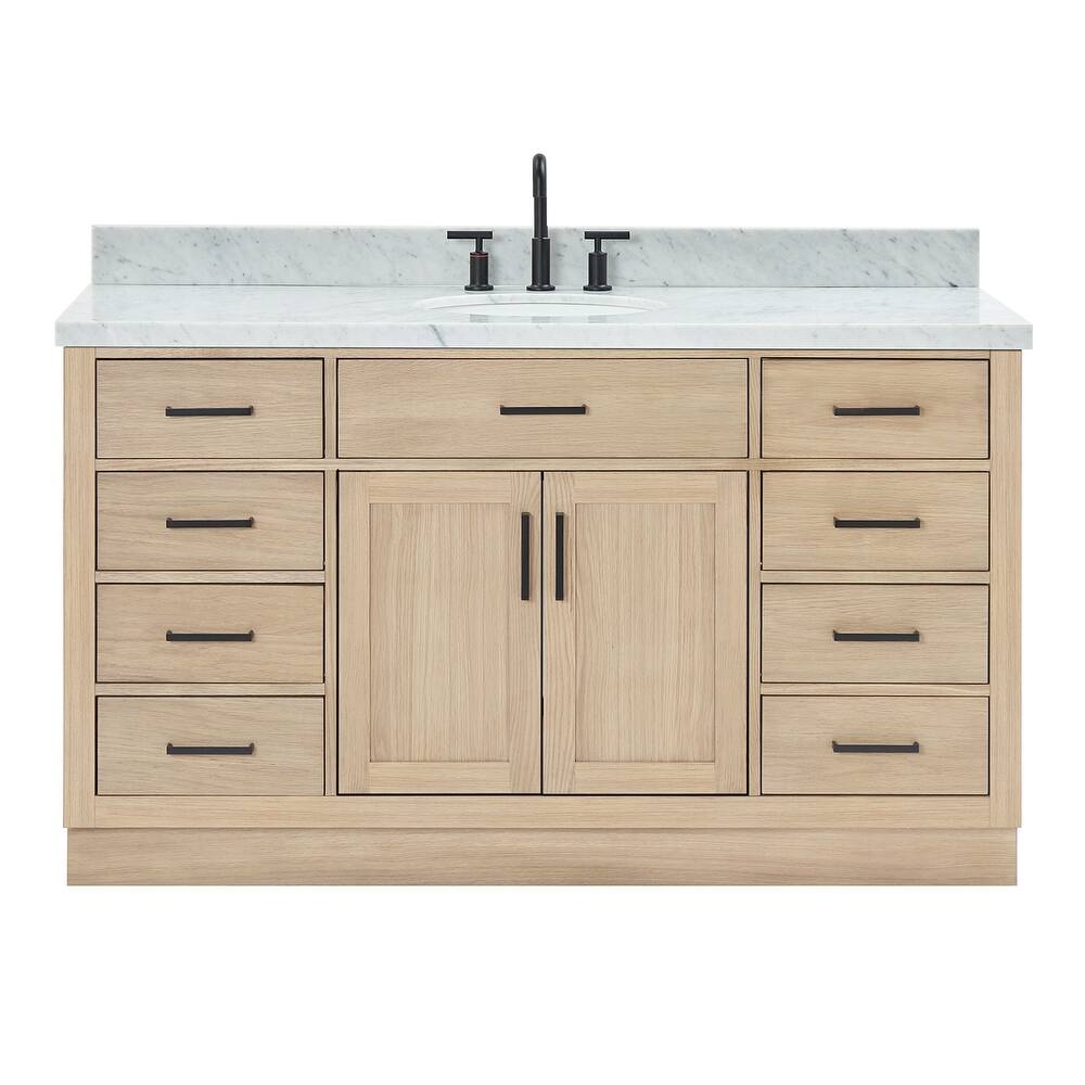 Ariel T061SCWOVO Hepburn 61" Free Standing Single Basin Vanity Set