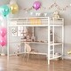 preview thumbnail 1 of 8, Full Size Metal Modern Loft Bed With Desk and Shelve,Solid Construction