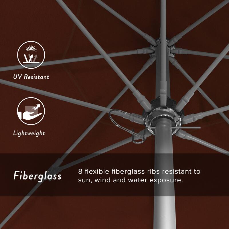 California Umbrella 7.5' Rd. Aluminum Frame, Fiberglass Rib Market Umbrella, Push Open,Anodized Silver Finish, Pacifica Fabric