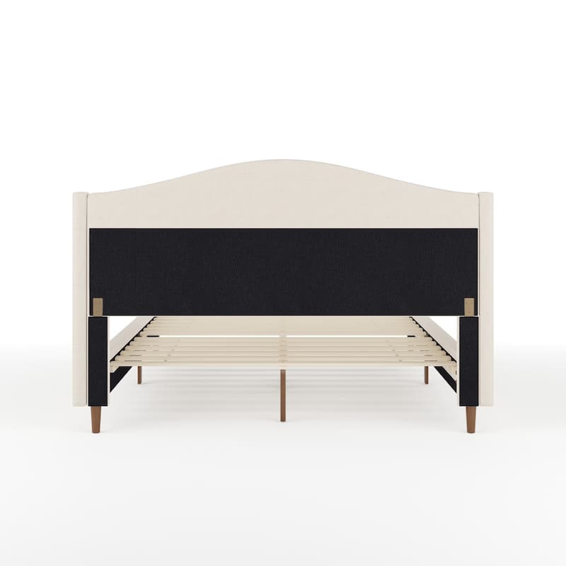 Martha Stewart Upholstered Platform Bed with Curved Headboard