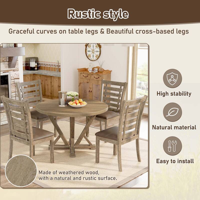 Modern Farmhouse Round Dining Table 45.7inch,only 1PC table