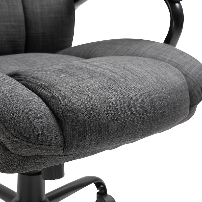 Vinsetto Swivel Ergonomic Big & Tall Office Computer Desk Chair with 5 Univeral Wheels & a Linen Finish