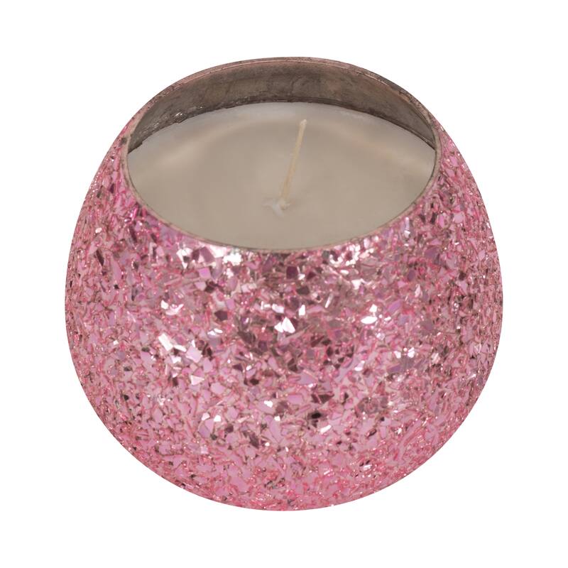 Sagebrook Home 4" Glass Candle Contemporary Glam 11oz Scented Decorative Candle Trendy Home Decor - 4" x 4" x 4"