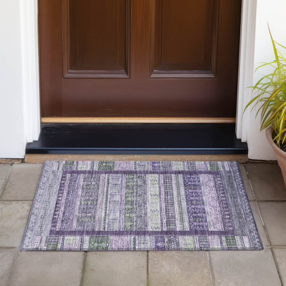 Machine Washable Indoor/Outdoor Global Kilim Chantille Rug