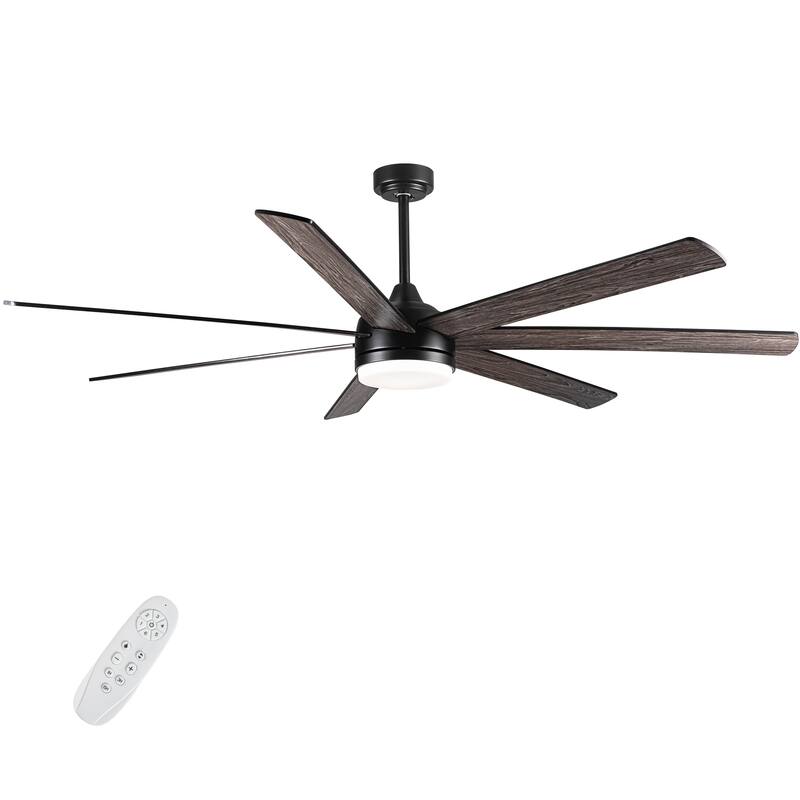 Dual-Tone Wood Blades Ceiling Fan Light with Dimmable 3-Color LED & 6-Speed Remote Control, Timer and Memory Function