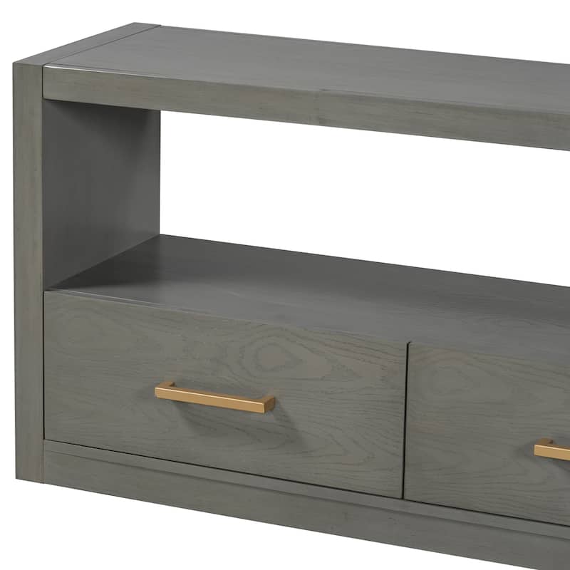 Mirod Stylish TV Stand with Ample Storage,Classic Design with Three Drawers and Spacious Surface,Minimalist Metal Handles