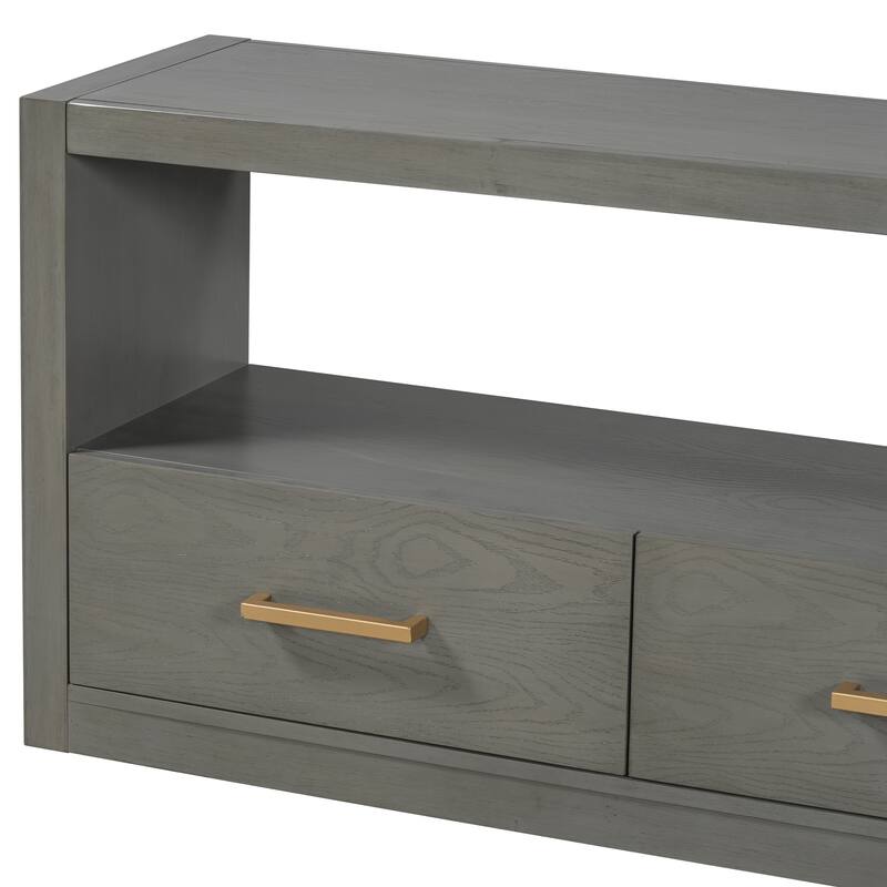 Modern TV Stand, Stylish Sideboard Decorative Table with 3 Drawers, for Living Rooms Bedroom or Hallway, Grey