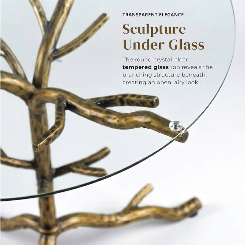 247 Shop At Home Lalia Modern Hammered Metal Tree Branch Side Table