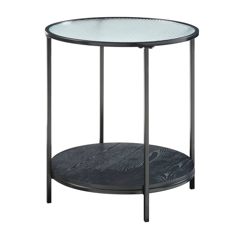 2pc Modern Occasional Table Set Coffee Table Glass Top End Table Metal