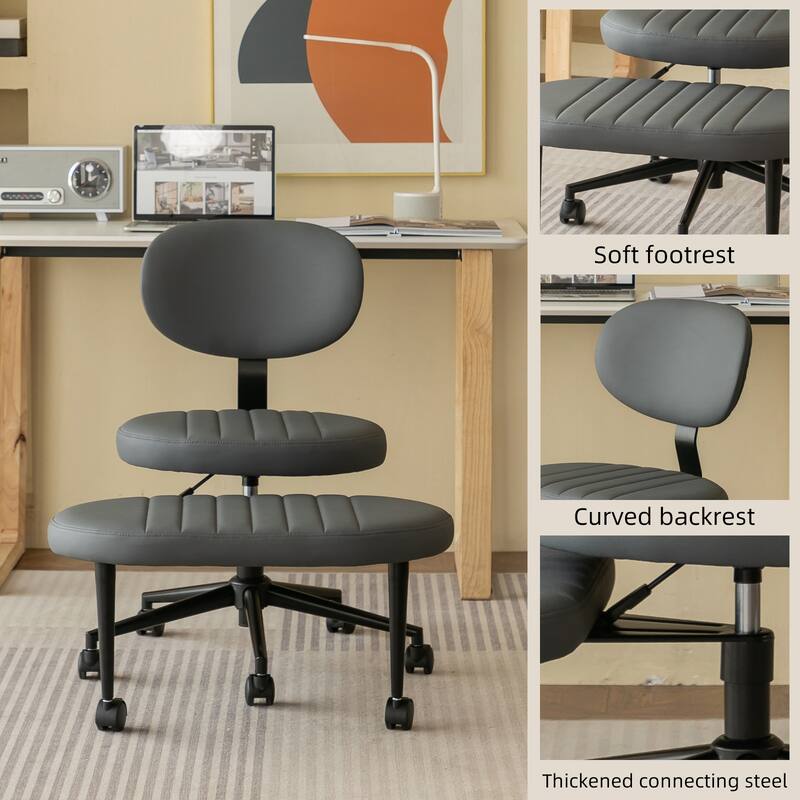 Ergonomic Office Chair-Multi-Position Cross Legged Design, Swivel Meditation Desk Chair with Back Support & Rolling Base