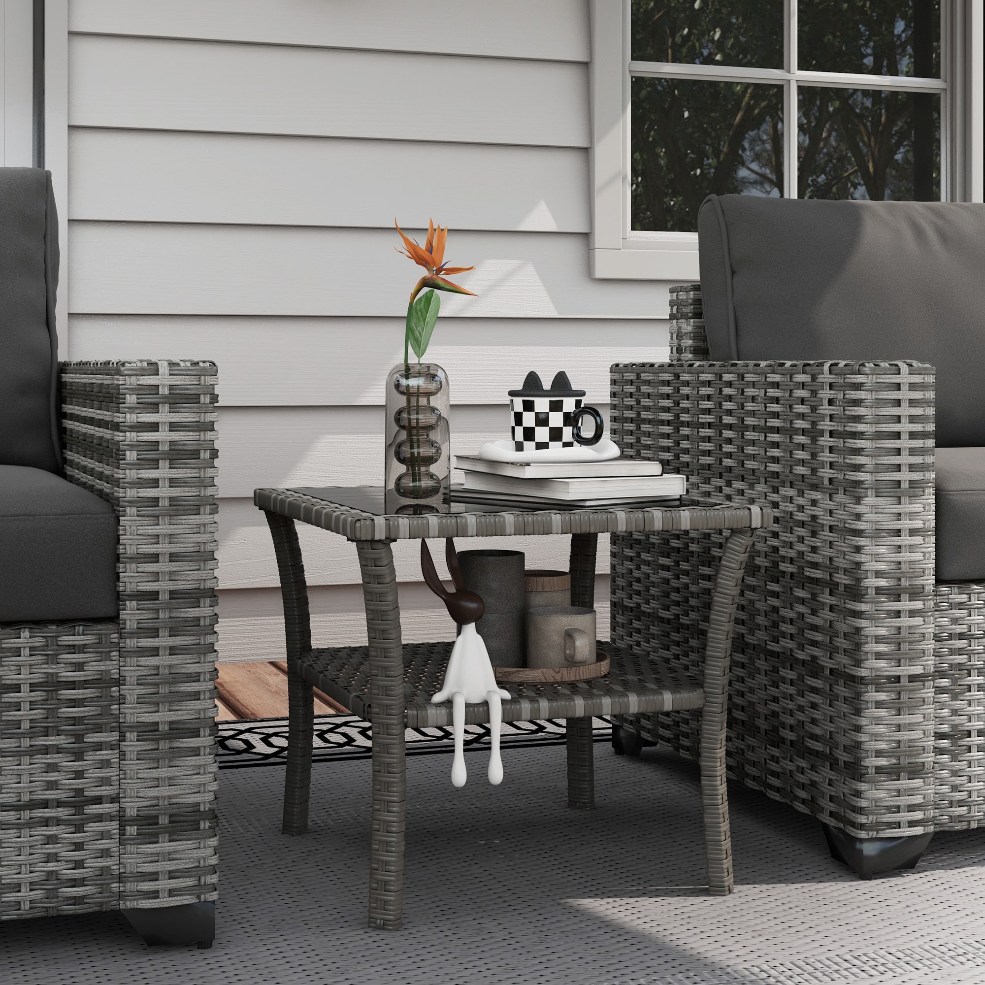 Outdoor wicker sale storage coffee table
