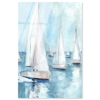 Boats on a Lake Coastal Bathroom Art Acrylic Print by Art Remedy - Bed ...