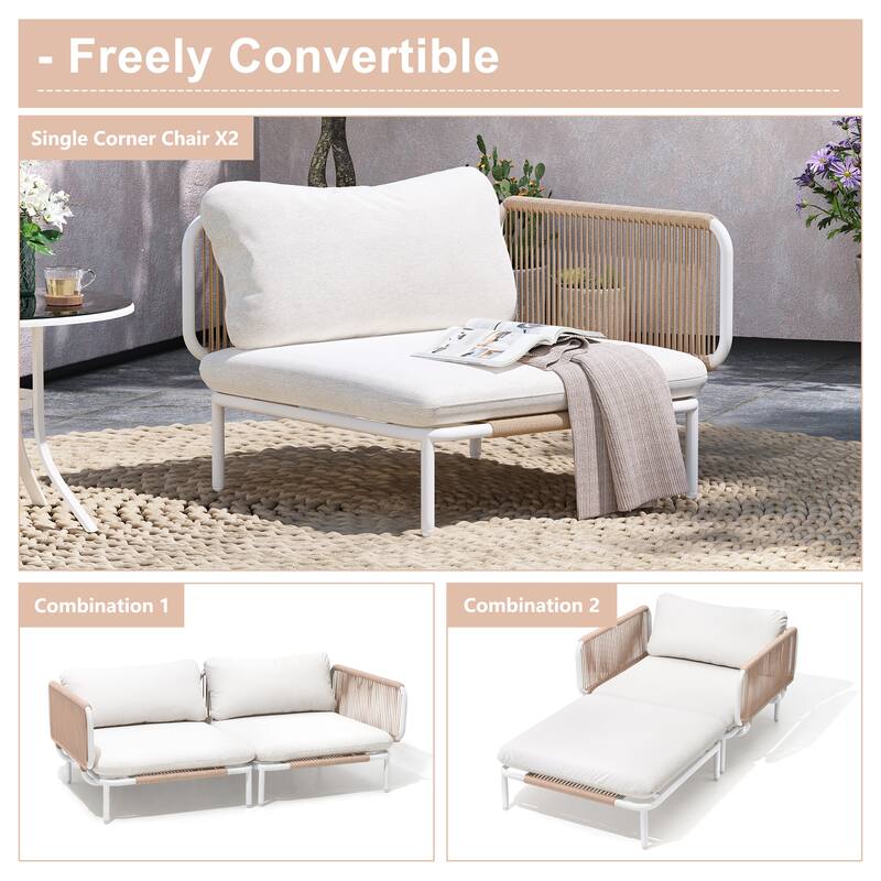 Outdoor Loveseat Composed of Two Chairs, Customizable Set by Combining Multiple Chairs - Combined by 2 corner chairs