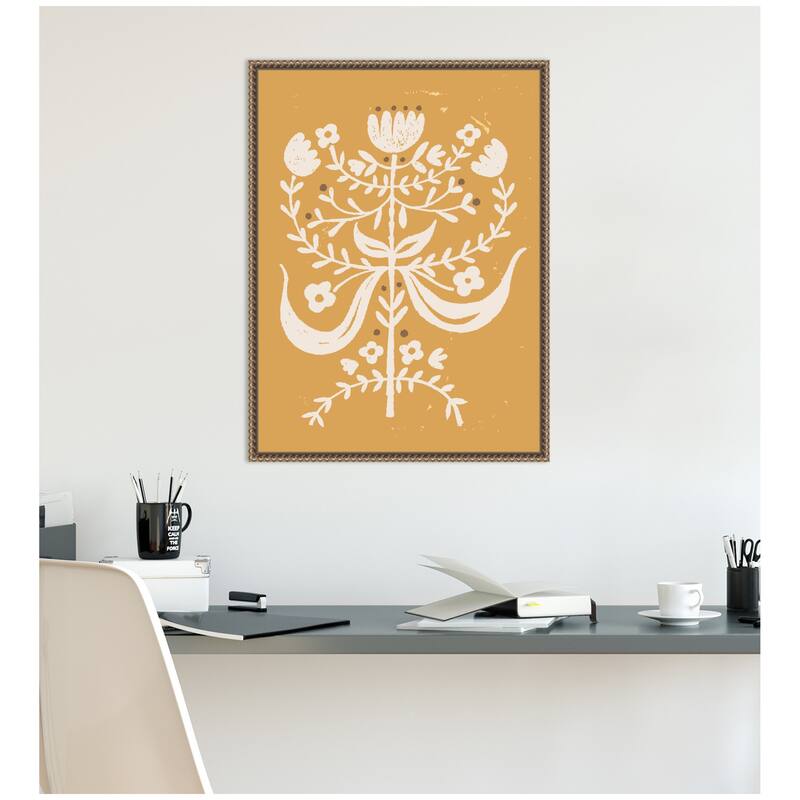 Kate and Laurel Bungalow Charm Golden Rod by Vicky Yorke Framed Canvas Wall Art Print