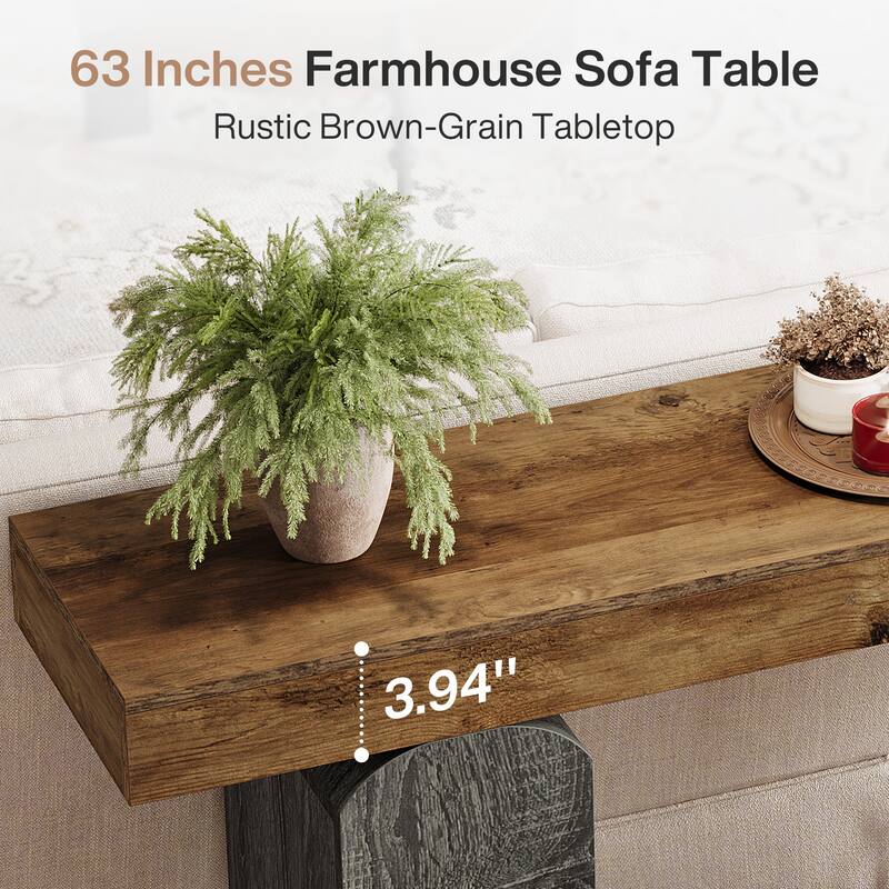 63 Inch Entryway Table, Farmhouse Console Table for Entrance, Hallway