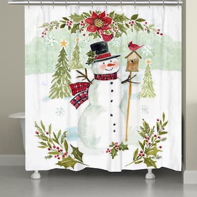Laural Home Joy of Christmas Snowman Shower Curtain 71x72