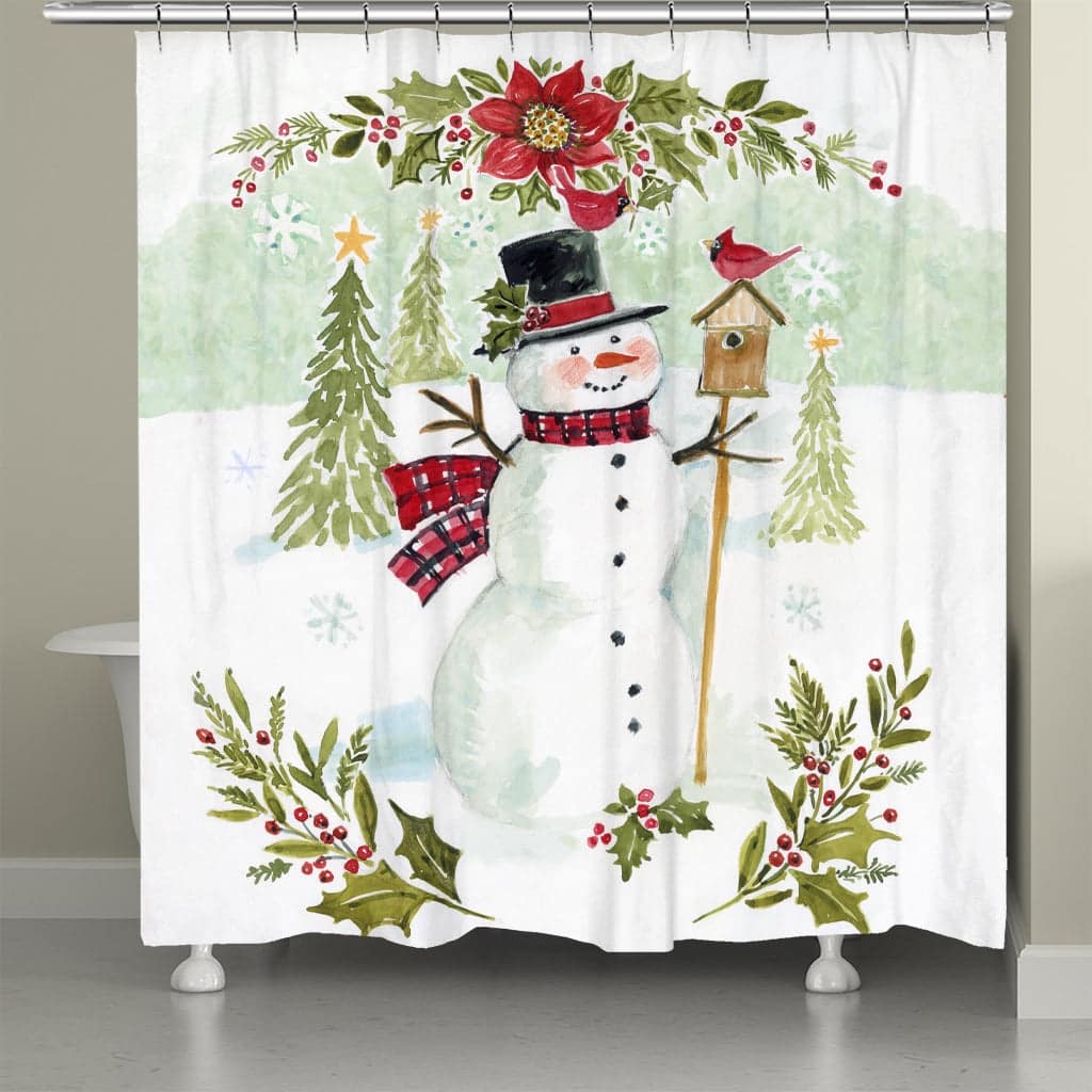 Laural Home Joy of Christmas Snowman Shower Curtain 71x74