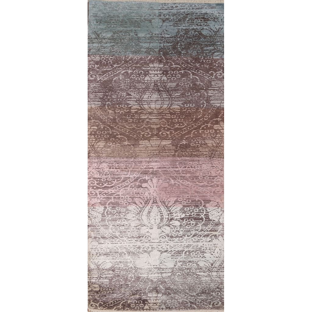 All-Over Abstract Oriental Runner Rug Handmade Wool Carpet - 2'9"x 7'8"