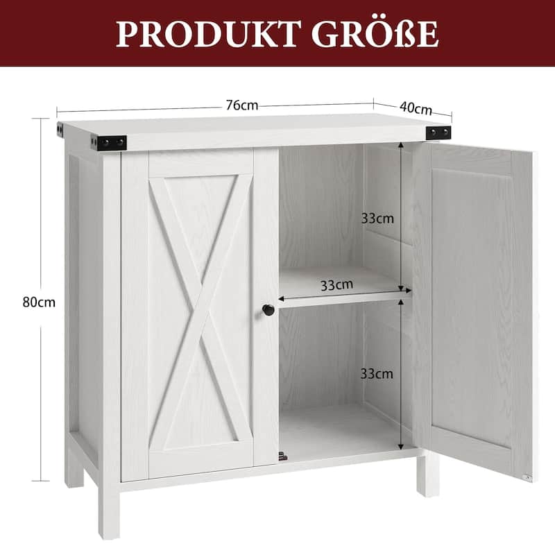 Storage Cabinet 15.7" d x 30" w x 31.5" h, Sideboard Buffet Cabinet with 2 Doors and Adjustable Shelves
