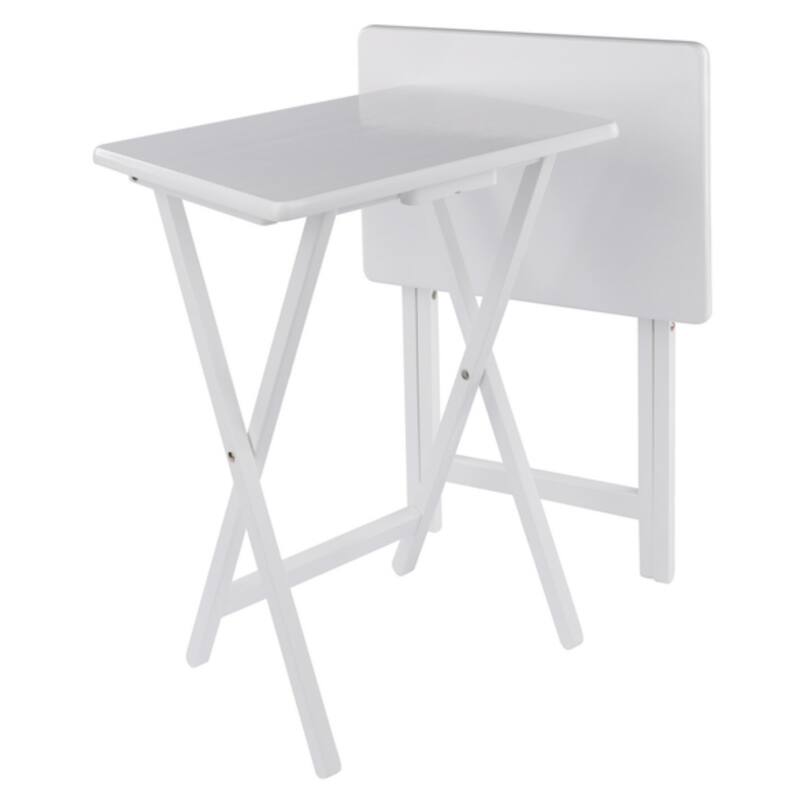 Folding Wooden Snack Tables - 26" - White - Set of 2