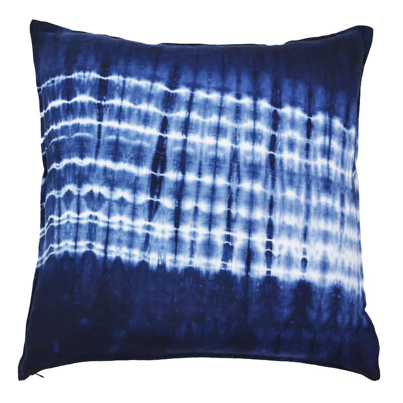 Jiti Indoor Modern Casual Hand dyed Tie-dye Shibori Pattern Linen Decorative Square Throw Pillows 20 x 20 - Blue/White