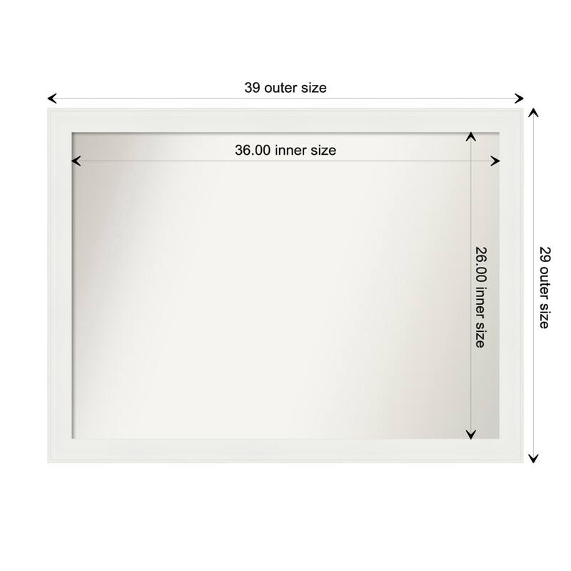 Vanity White Narrow Framed Non-Beveled Custom Wall Mirror, Bathroom Vanity Mirror - Outer Size: 39.5 x 29.5