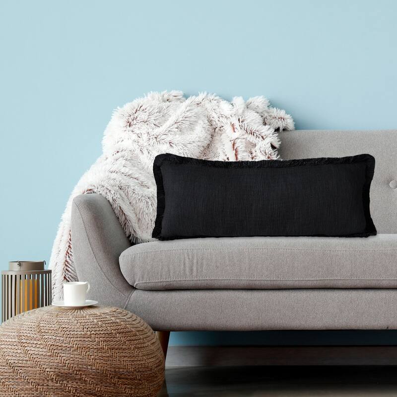 Hidalgo Solid Fringed Throw Pillow by Sevita