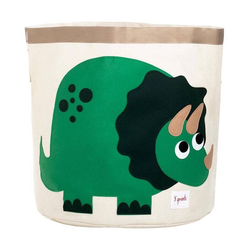 3 Sprouts Canvas Storage Bin Laundry and Toy Basket for Kids, Dinosaur and Lion - 0.25