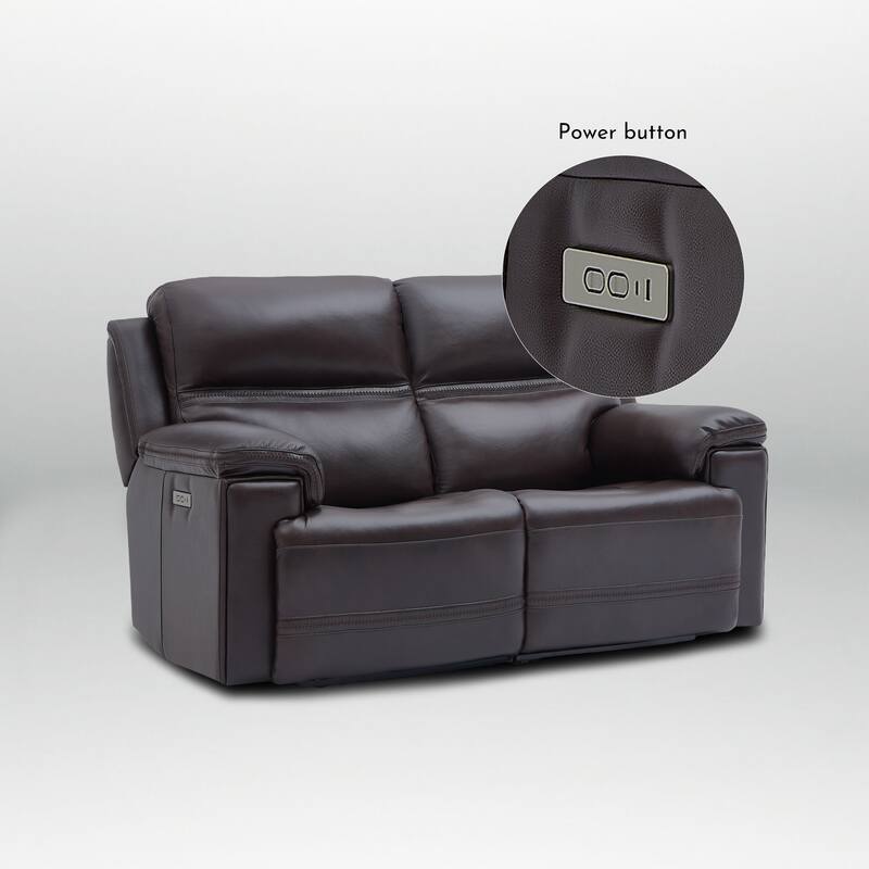 Genuine Leather Dual Power Reclining Loveseat with Zero Gravity, Adjustable Headrest, USB/Type-C