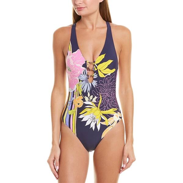 Shop Trina Turk Bal Harbour Floral V Neck One Piece Overstock