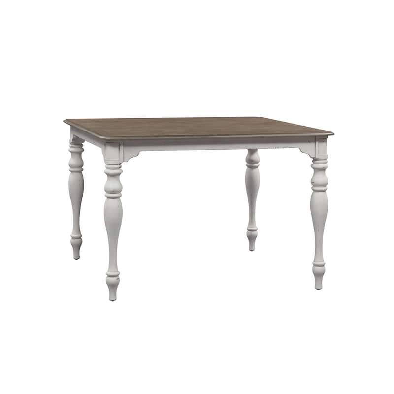 Magnolia Manor Antique White Weathered Bark 5 Piece Gathering Table Set