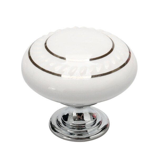 Ceramic Vintage Knobs Drawer Pull Handle Cupboard Dresser Door Gold Circle White