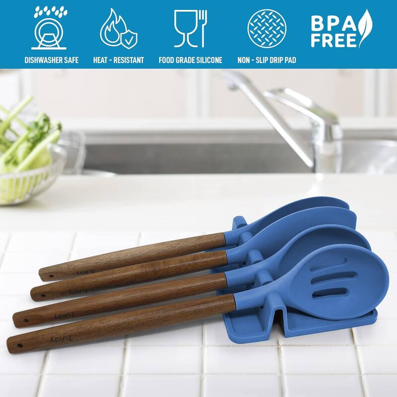 Zulay Kitchen Silicone Utensil Rest with Drip Pad