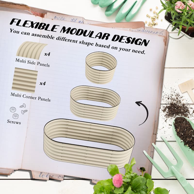 4.9' x 2' x 1.4' Galvanized Raised Garden Bed Kit,Outdoor Metal Elevated Planter Box with Safety Edging,Easy DIY Stock Tank