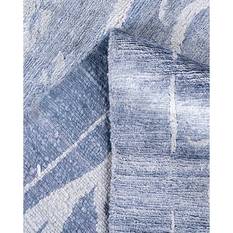 Modern One-of-a-Kind Hand-Knotted Area Rug, Blue - 8' 1" x 10' 1"
