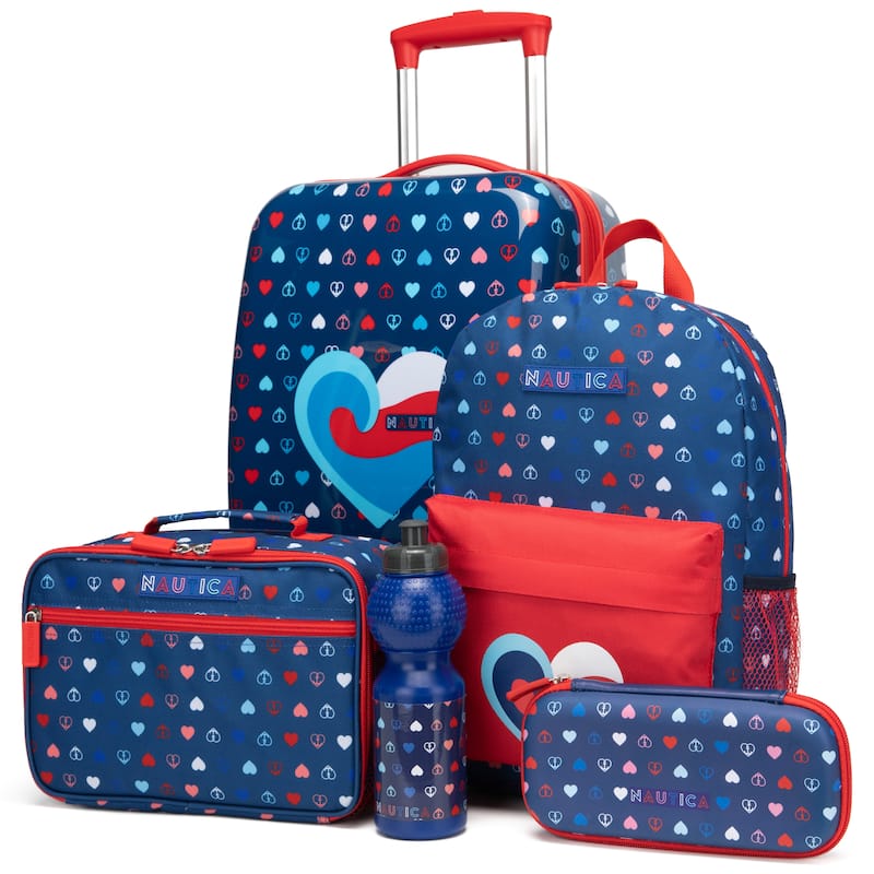 Nautica Kids 18" Back to School Carry-on 5-Piece Luggage Set - Graphic