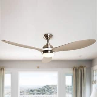 Modern Brushed Nickel 3-Blade LED Ceiling Fan with Remote Control - 56" W x 13.7" H