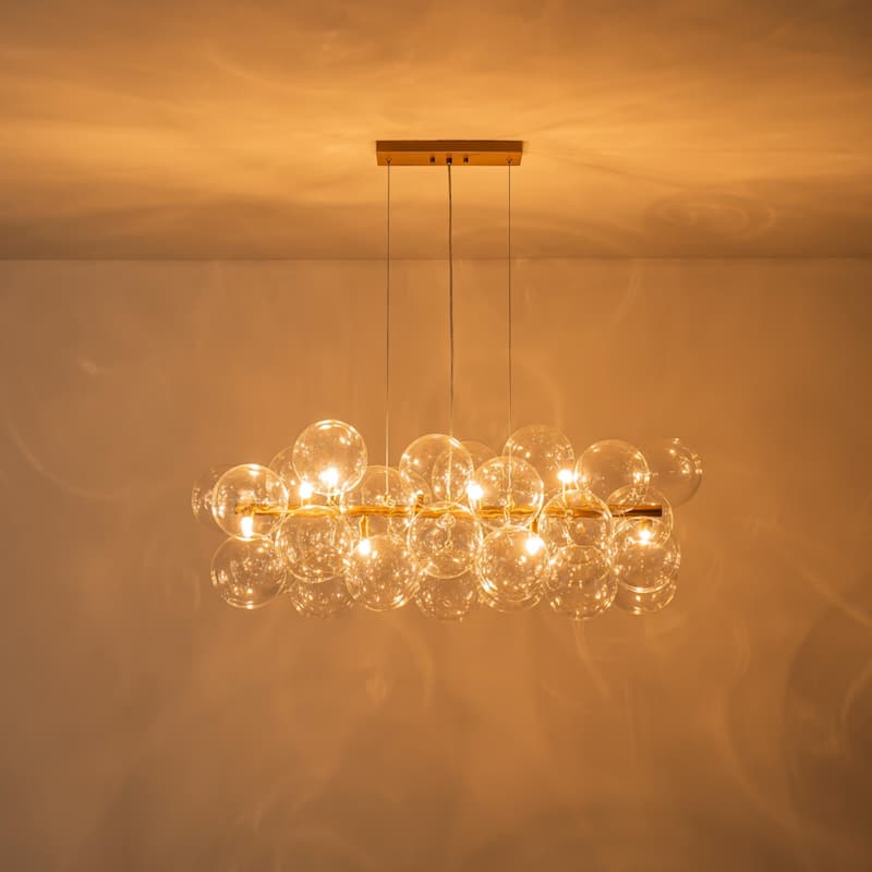 Modern 42" Large Glass Sputnik Bubble Chandelier Cluster Smoked Linear Chandelier - W42.1" - W42.1"