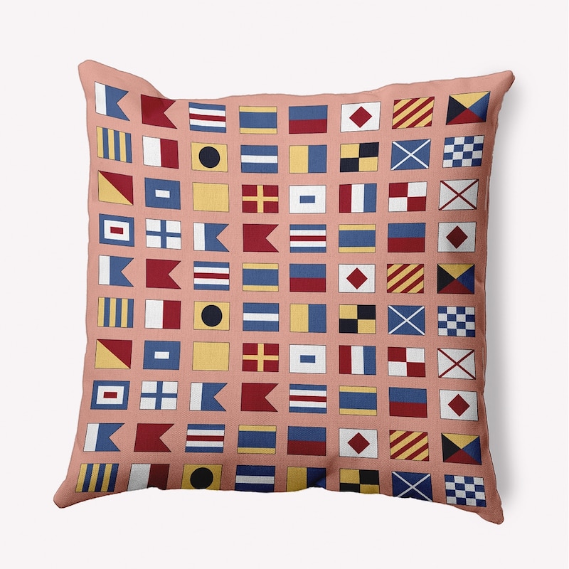 Nautical Flags Indoor/Outdoor Throw Pillow - Soft Coral - 18" x 18"